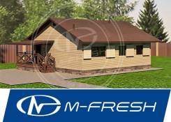 M-fresh Rancho (Готовый проект каркасного маленького дома с парной! ). до 100 кв. м., 1 этаж, 4 комнаты, каркас