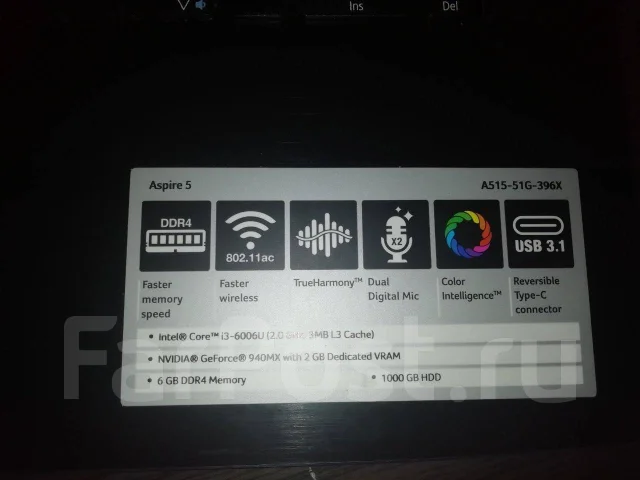 Acer Aspire 5 A515-51G. 15.6", 2����, ��� 6 ��, ���� 1 000���, WiFi: 1, Bluetooth: 1, ����������� �� 10��. ����
