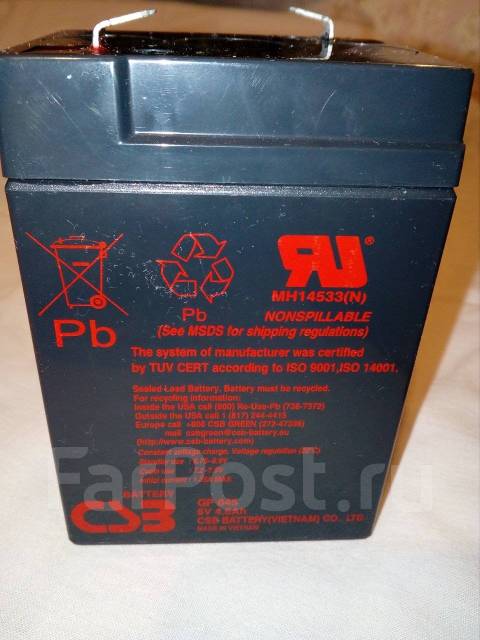 Аккумулятор 6V. 4,5A. CSB GP645 MH14533N - Прочая электроника во ...