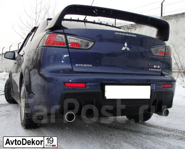 Накладка EVO на задний бампер Mitsubishi Lancer X (Мицубиси Лансер 10 ...