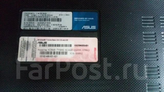 Asus K53SK. 15.6", ���� 500���, WiFi: 1 ����