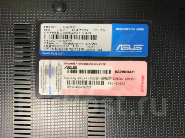 Asus K43SD. 14", 1 333����, ��� 4 ��, ���� 500���, WiFi: 1, Bluetooth: 1 ����