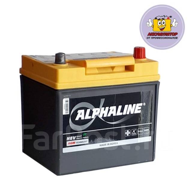 Аккумулятор Alphaline AGM S55D23L (50А/ч, 550А), обратная (левое), 50 А ...