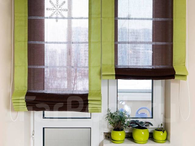 Римские шторы фото для кухни на пластиковое окно двустворчатое