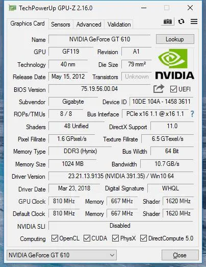 GeForce GT 610 ����