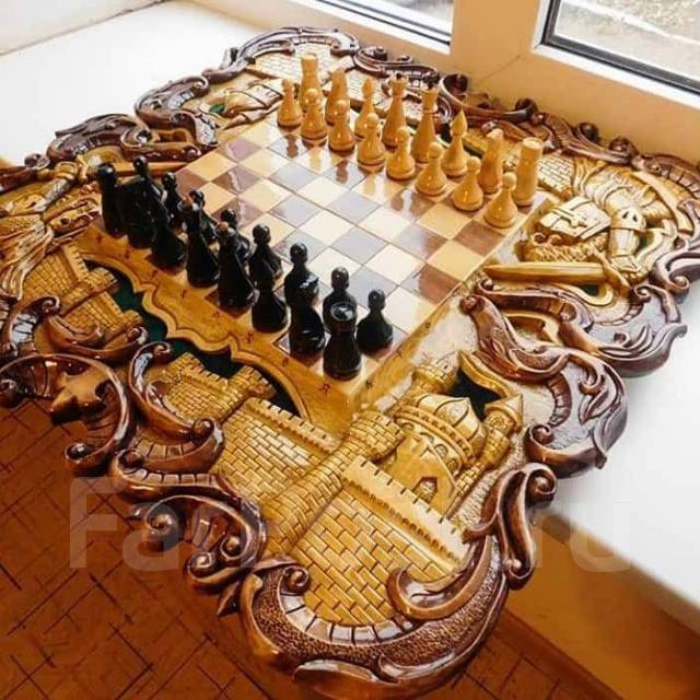 Шахматы + Нарды резные ручной работы 50 см, Грачия Оганян