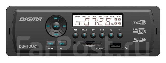Автомагнитола 24вольт, Digma DCR-100B24, Новая, 1 DIN — 178x50 мм ...