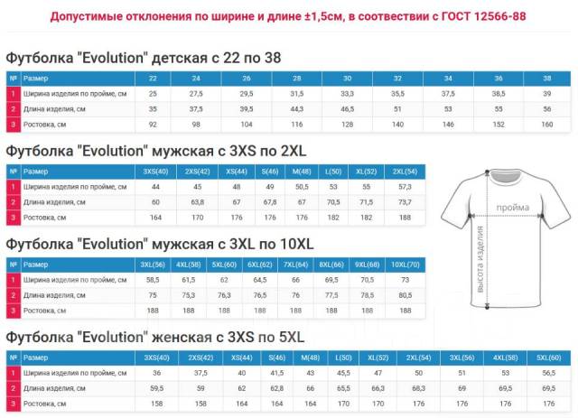 Таблица размеров s xs