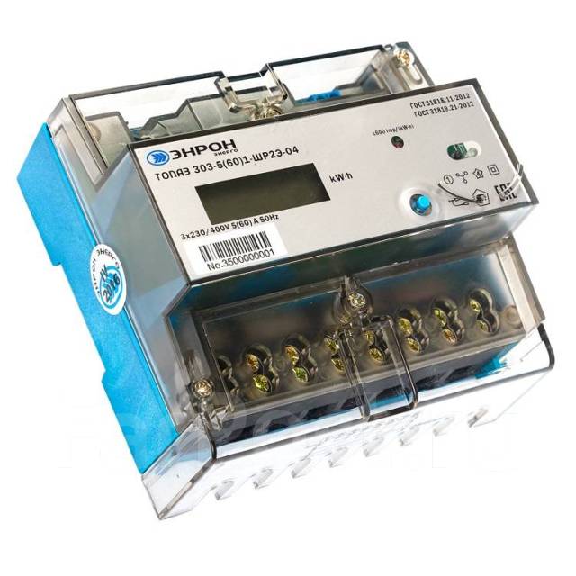 Электросчетчик Топаз 303 5(60)А 3ф 1-ШР2Э-О4 380В (2 тарифа)