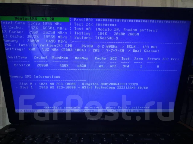 eMachines E732. 15.6", 2����, ��� 3072 ��, ���� 500���, WiFi: 1, Bluetooth: 1 ����