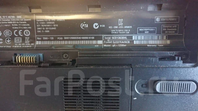 HP Pavilion g6. 15.6", 1,8����, ��� 4 ��, ���� 500���, WiFi: 1, Bluetooth: 1, ����������� �� 2��. ����