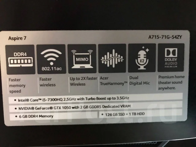 Acer Aspire 7 A717-71G. 15.6", WiFi: 1, Bluetooth: 1 ����