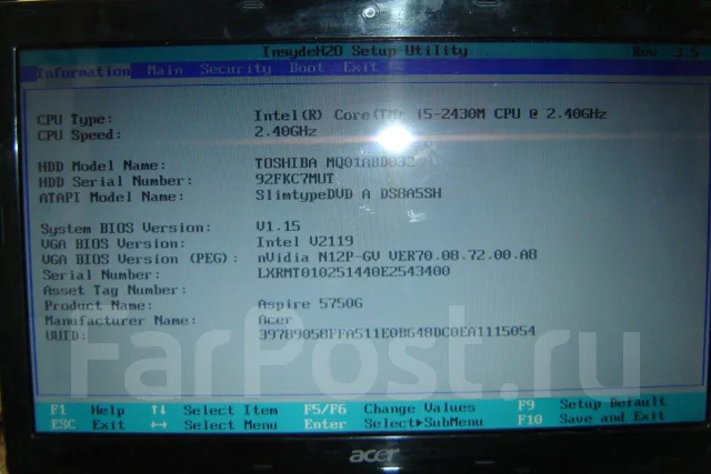 Acer Aspire 5750G. 15.6", 2,4����, ��� 6 ��, ���� 320���, WiFi: 1, Bluetooth: 1, ����������� �� 1��. ����