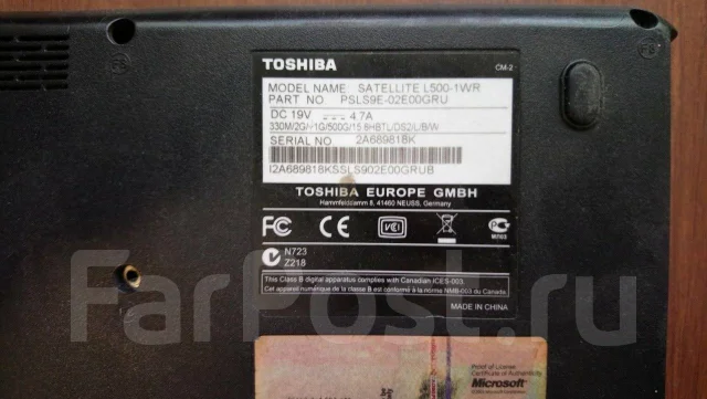 Toshiba Satellite L500. WiFi: 1, Bluetooth: 1 ����