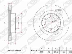 Диск тормозной. Lexus GX460, GRJ158, URJ150 Lexus GX400, GRJ158, URJ150 Lexus GX470, UZJ120 Toyota Land Cruiser Prado, GRJ120, GRJ121, GRJ125, GRJ150...