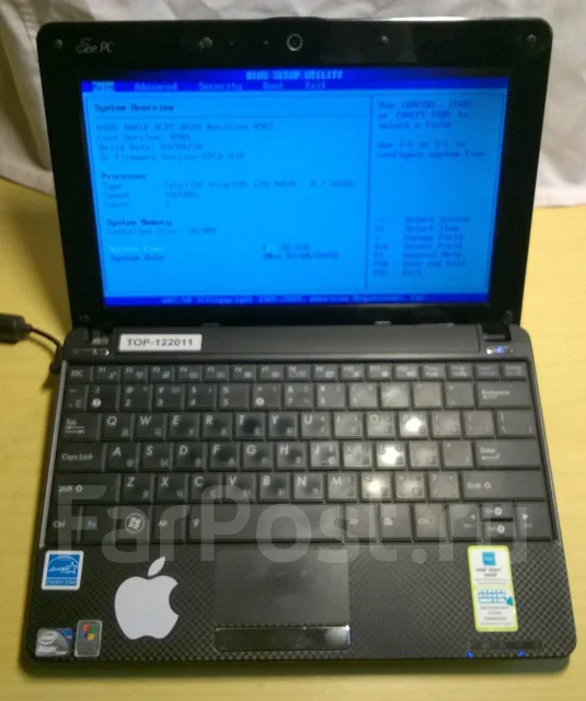 Asus Eee PC 1001P. 10.1", 1,7����, ��� 1024 ��, ���� 160���, WiFi: 1, Bluetooth: 1 ����