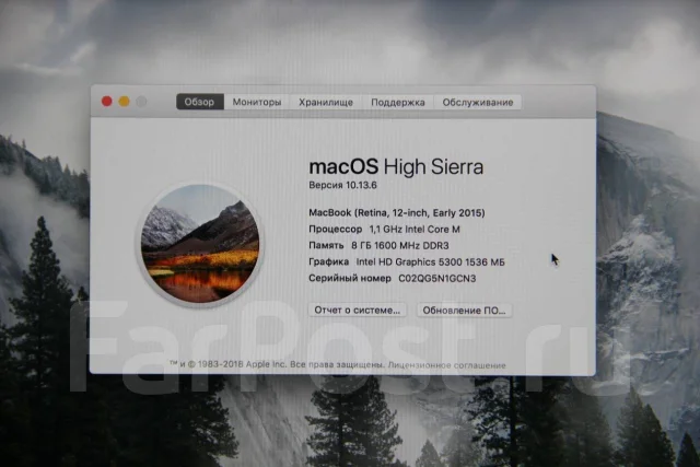 Apple MacBook 12 2015 Early. 1,6����, ��� 8 ��, ���� 250���, WiFi: 1, Bluetooth: 1 ����