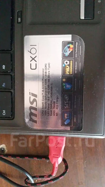 MSI CX61. 15.6", 3 230����, ��� 8 ��, ���� 750���, WiFi: 1, Bluetooth: 1, ����������� �� 2��. ����