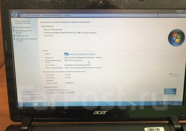 Acer Aspire One 725. ��� 4 ��, ���� 500��� ����