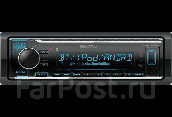 Магнитола Kenwood KMM-BT304, 1 DIN — 178x50 мм, новый, в наличии. Цена ...