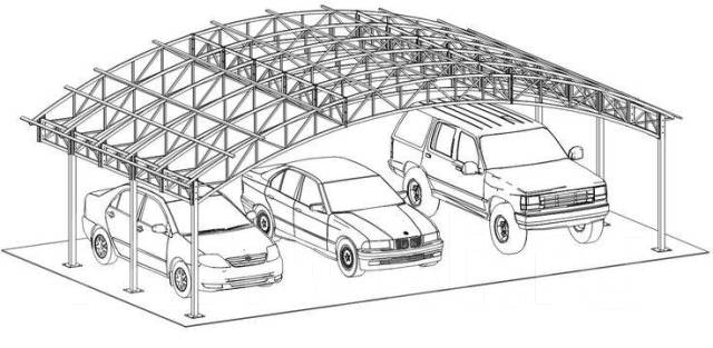 Навес из поликарбоната, Авто навес, теневой навес, новый, под заказ. Цена: 111 ₽
