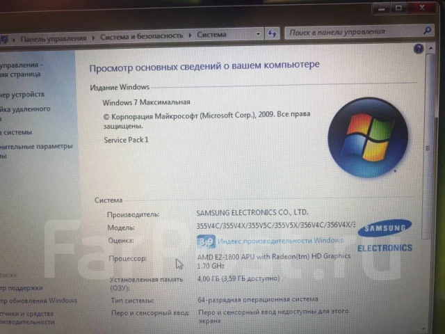 Samsung 350E5C. 15.6", 1,7����, ��� 4 ��, ���� 500���, WiFi: 1, ����������� �� 3��. ����