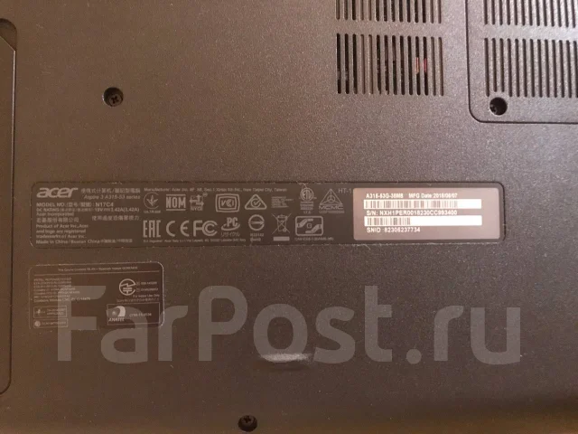 Acer Aspire 3 A315-53G. 15.6", 2,3����, ��� 4 ��, ���� 1 000���, WiFi: 1, Bluetooth: 1, ����������� �� 4��. ����