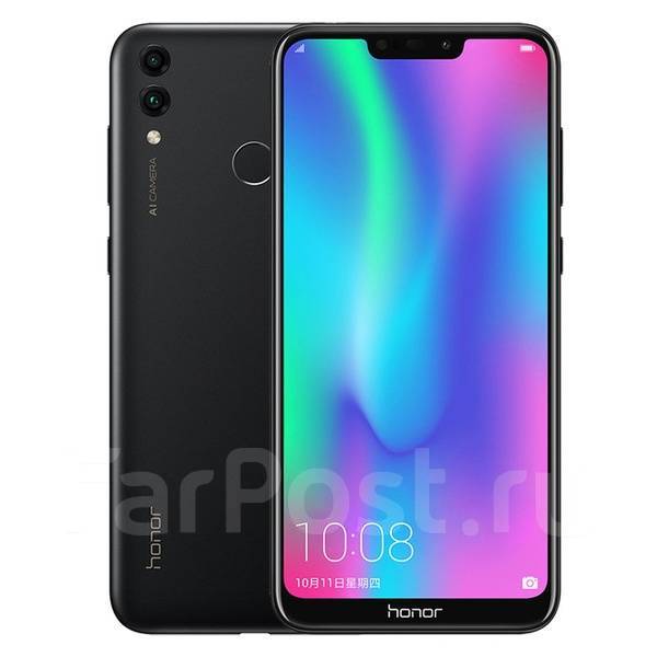 Смартфон Honor 8С (4+64GB) "SkyNet", 64 гб, 6.26", моноблок, черный, 3G ...