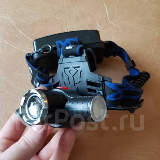 Мощный налобный фонарь c светодиодами и 2-я поворотными светильниками ...