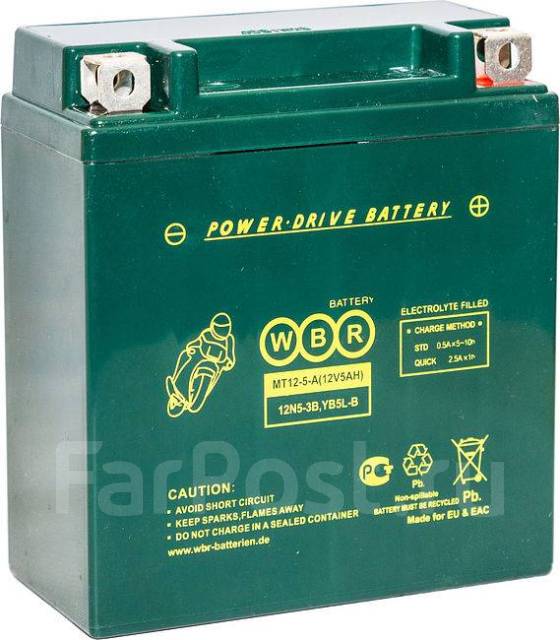 Аккумулятор WBR MT12-5-A (YB5L-B/ SMT12-5-A) 5Ач, новый, в наличии ...