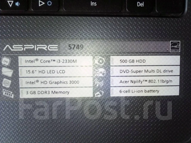 Acer Aspire 5749. 15.6", 2,2����, ��� 3072 ��, ���� 500���, WiFi: 1, ����������� �� 2��. ����