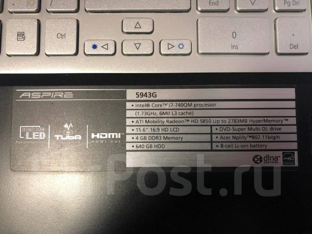Acer Aspire 5943G. 15.6", 1,7����, ��� 8 ��, WiFi: 1, Bluetooth: 1 ����