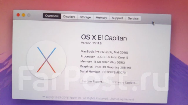 Apple MacBook Pro 17. 17", 2����, ��� 8 ��, ���� 500���, WiFi: 1, Bluetooth: 1, ����������� �� 2��. ��� ����� �� ������������ ����