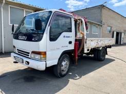 Isuzu Elf. Бортовой с крановой установкой, длинная широкая база, 6-ти ступ., 4 300 куб. см., 3 500 кг., 4x2