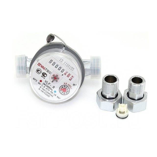 Счетчик воды универсальный 1/2 Valtec VLF-15U с обратным клапаном