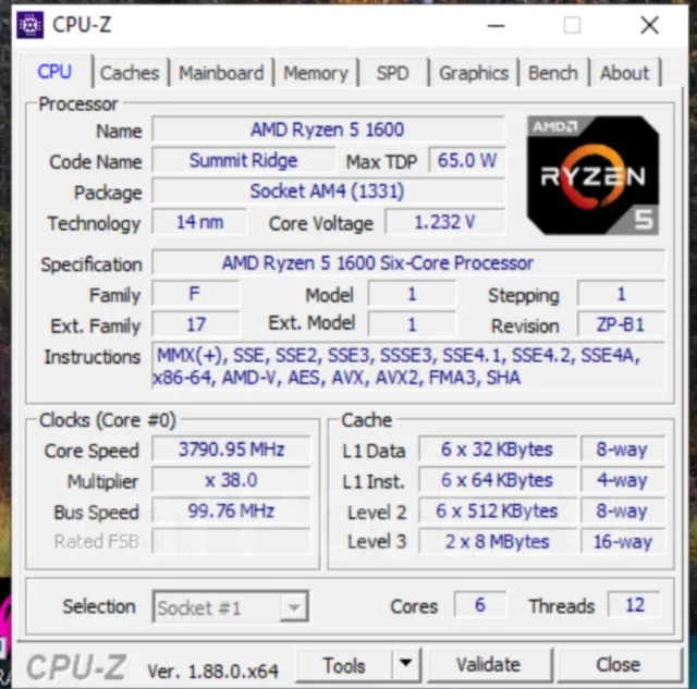 AMD Ryzen 5 1600 ����