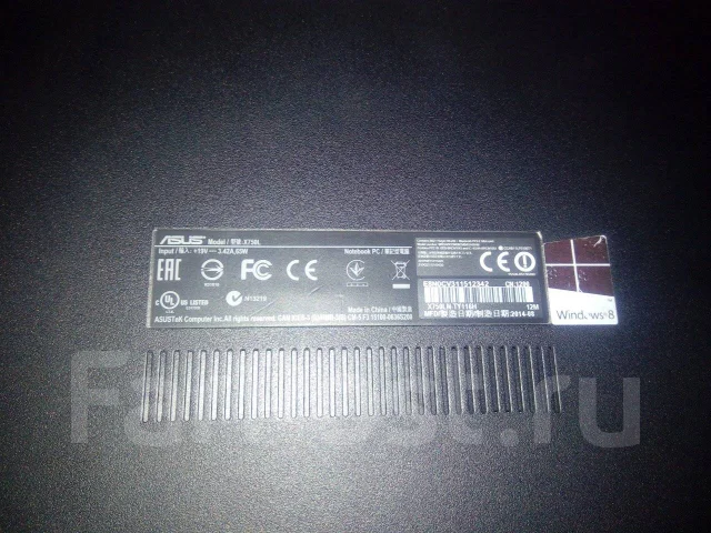 Asus X750L. 17.3", ��� 8 ��, ���� 1 000���, WiFi: 1, Bluetooth: 1, ����������� �� 3��. ����