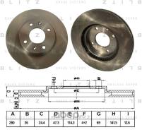 Диск тормозной. Hyundai Lantra Hyundai Matrix Hyundai Elantra, XD Hyundai Sonata Kia Cerato, LD Двигатели: D4EA, G4GC, G4GF, G4GR, D4FA, G4ED, G4FG
