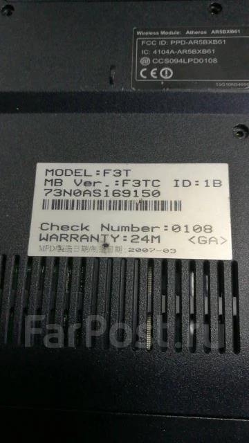 Asus F3Tc. 15.4", 2����, ��� 512 ��, WiFi: 1 ����