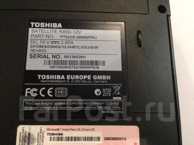 Toshiba Satellite R850-12V. WiFi: 1, Bluetooth: 1 ����