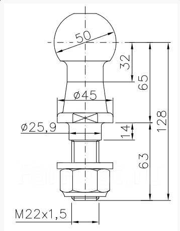 Шар для фаркопа 50 мм чертеж