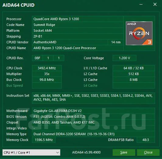 AMD Ryzen 3 1200 ����