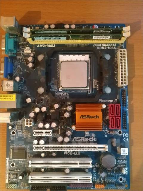 Материнская плата ASRock N68-GS, AM2+/AM3(плюс оперативка, кулер ...