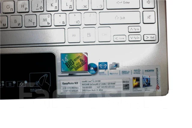 Packard Bell EasyNote NX69. 14", 2����, ��� 8 ��, ���� 240���, WiFi: 1, Bluetooth: 1, ����������� �� 2��. ����