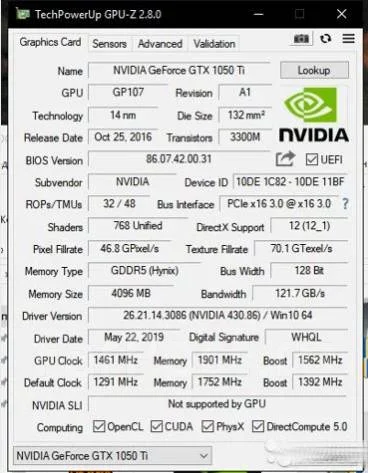 GeForce GTX 1050 Ti ����