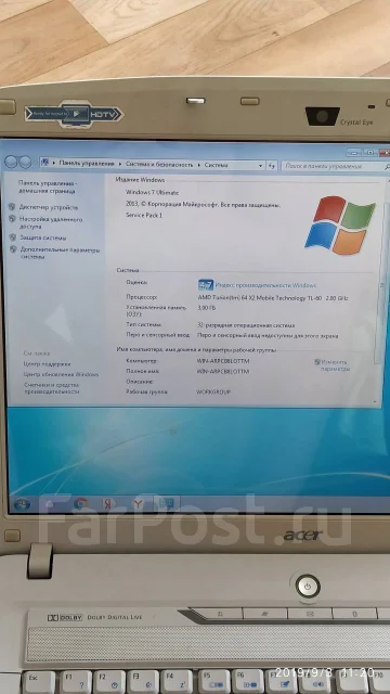 Acer Aspire 5520. 15.6", 2����, ��� 3072 ��, ���� 160���, WiFi: 1, Bluetooth: 1, ����������� �� 1��. ����