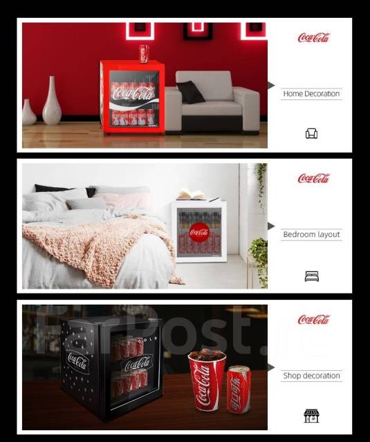 Мини-холодильник Coca-Cola | 42л | 0-15° | 3-слойное закаленное стекло ...