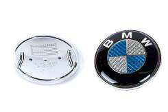 Эмблема BMW синий карбон 82 мм в Москве Эмблема BMW синий карбон 82 мм
