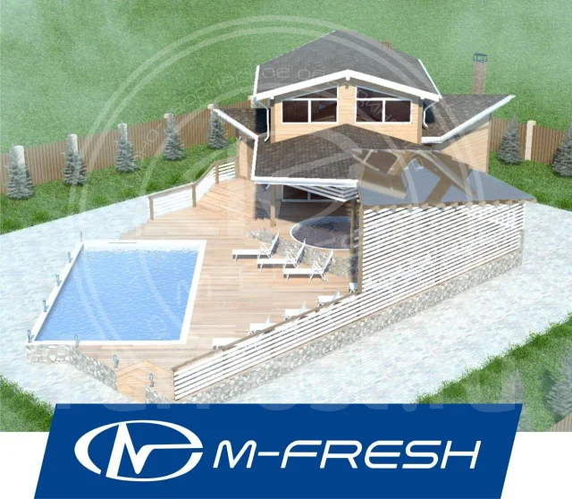 M-fresh Parus (Готовый проект бани с бассейном и жилыми комнатами ...