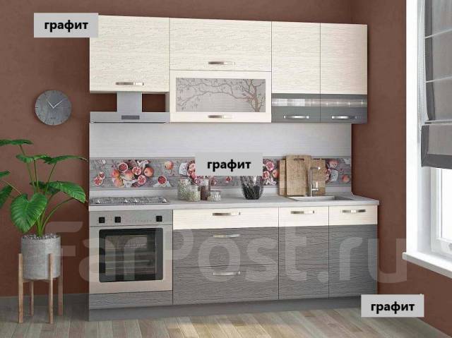 Кухонный гарнитур прямой Графит 20 (ширина 220 см) в наличии, новый ...